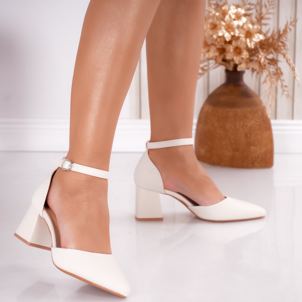 Pantofi dama cu toc Bej din Textil Desea - poza 4
