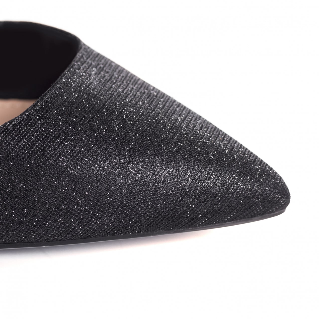Pantofi dama cu toc negri din glitter rode - poza 4