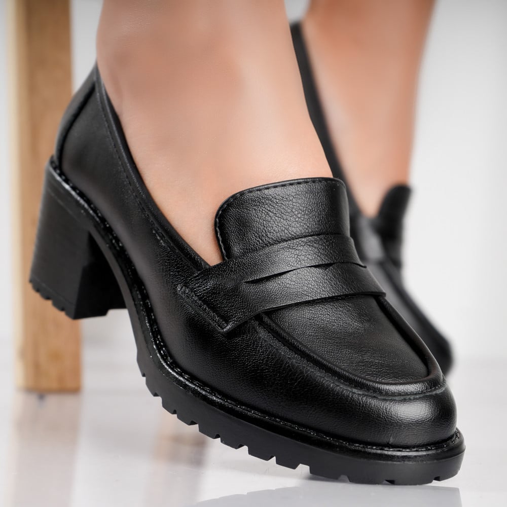 Pantofi dama cu toc Negri din Piele Ecologica Molado - poza 1