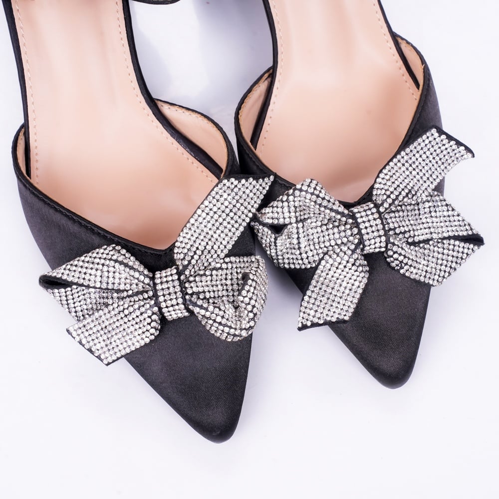 Pantofi dama cu toc Negri din Satin Enzo - poza 5