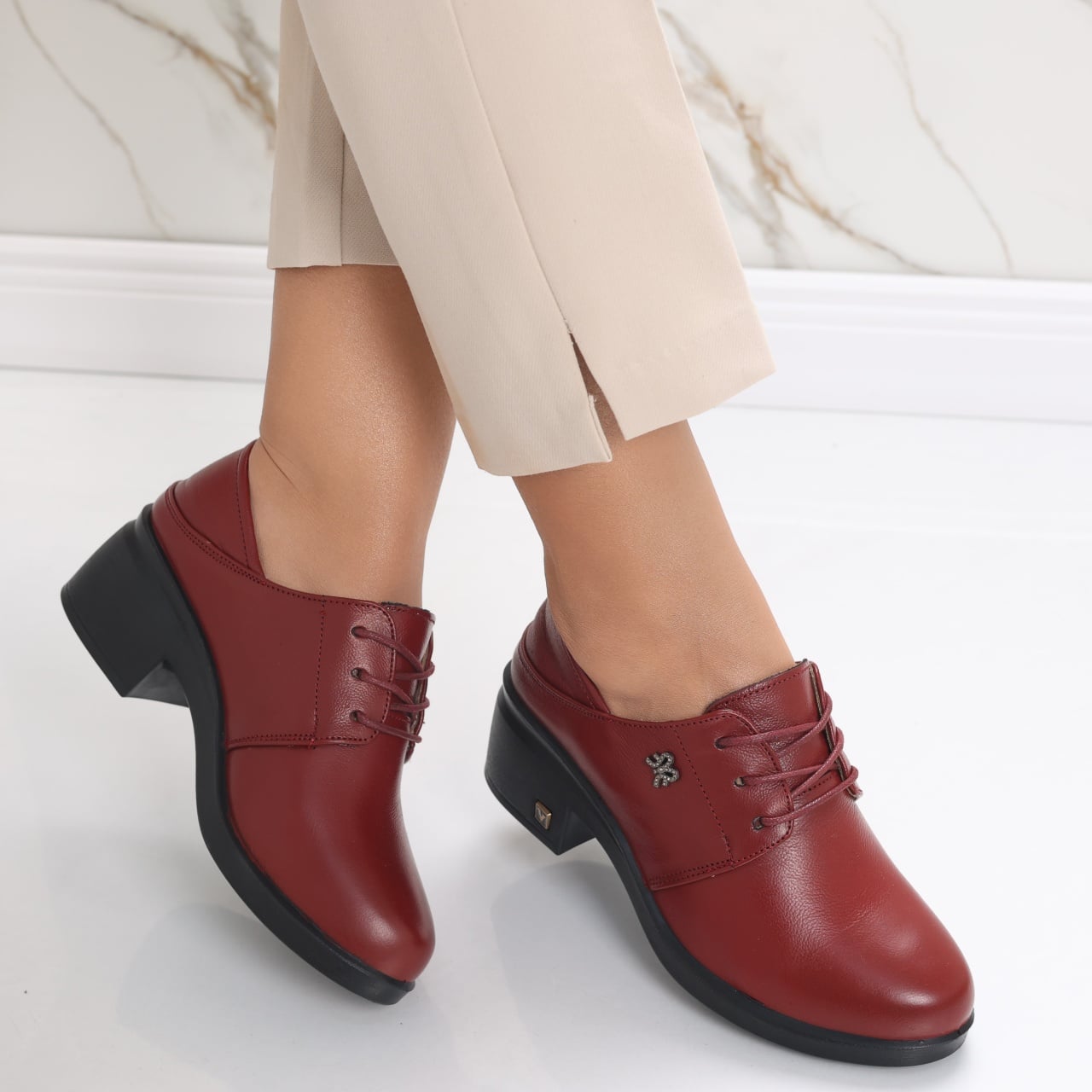 Pantofi dama cu toc Rosii din Piele Naturala Daruisa - poza 1