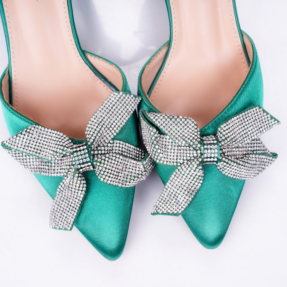 Pantofi dama cu toc Verzi din Satin Enzo - poza 5