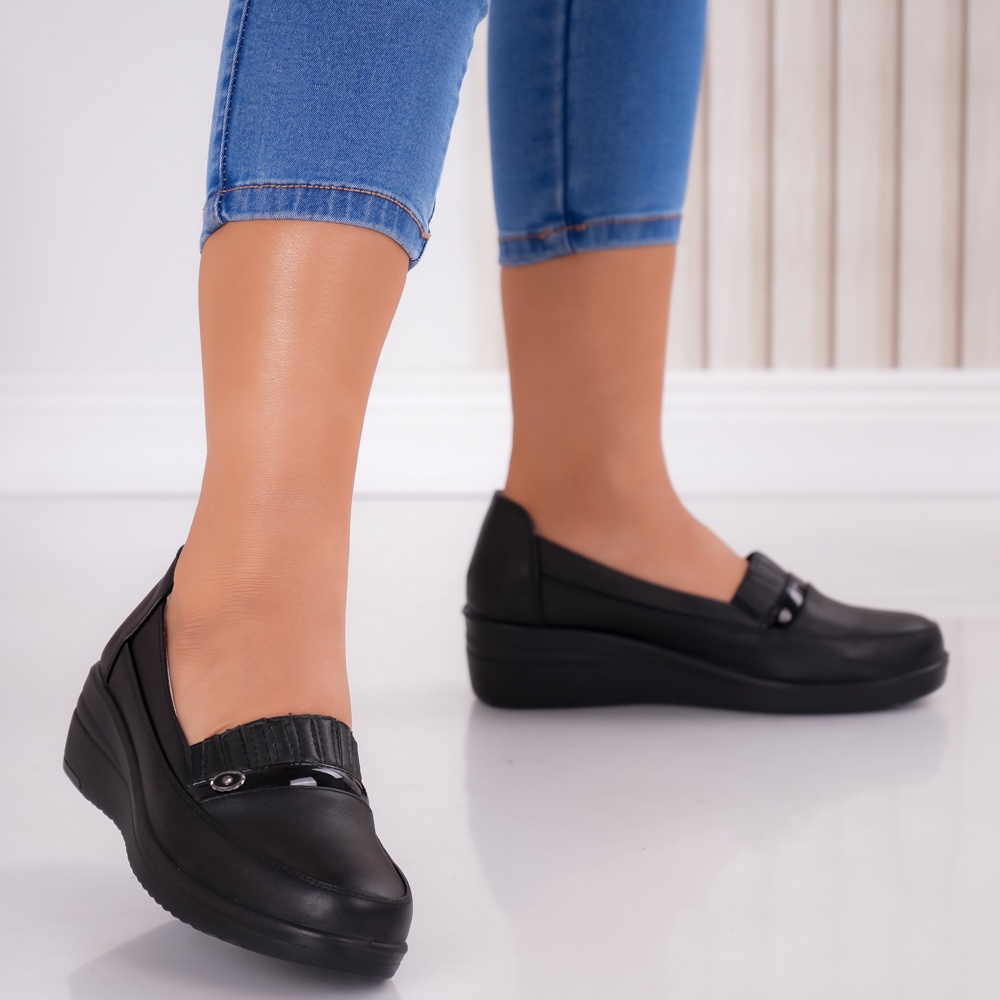 Pantofi dama Negri din Piele Ecologica Atnos - poza 3