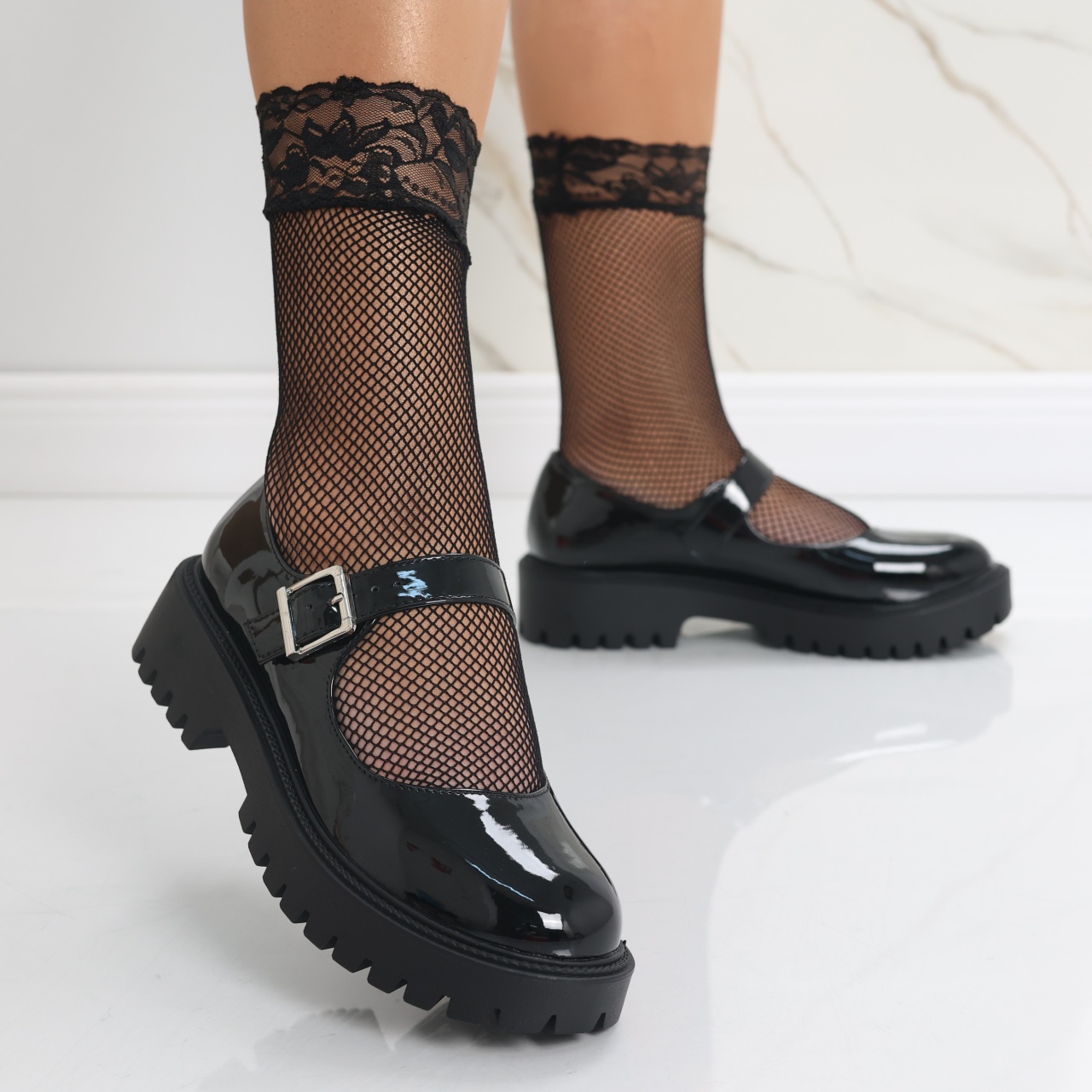 Pantofi dama Negri din Piele Ecologica Lacuita Safira - poza 3