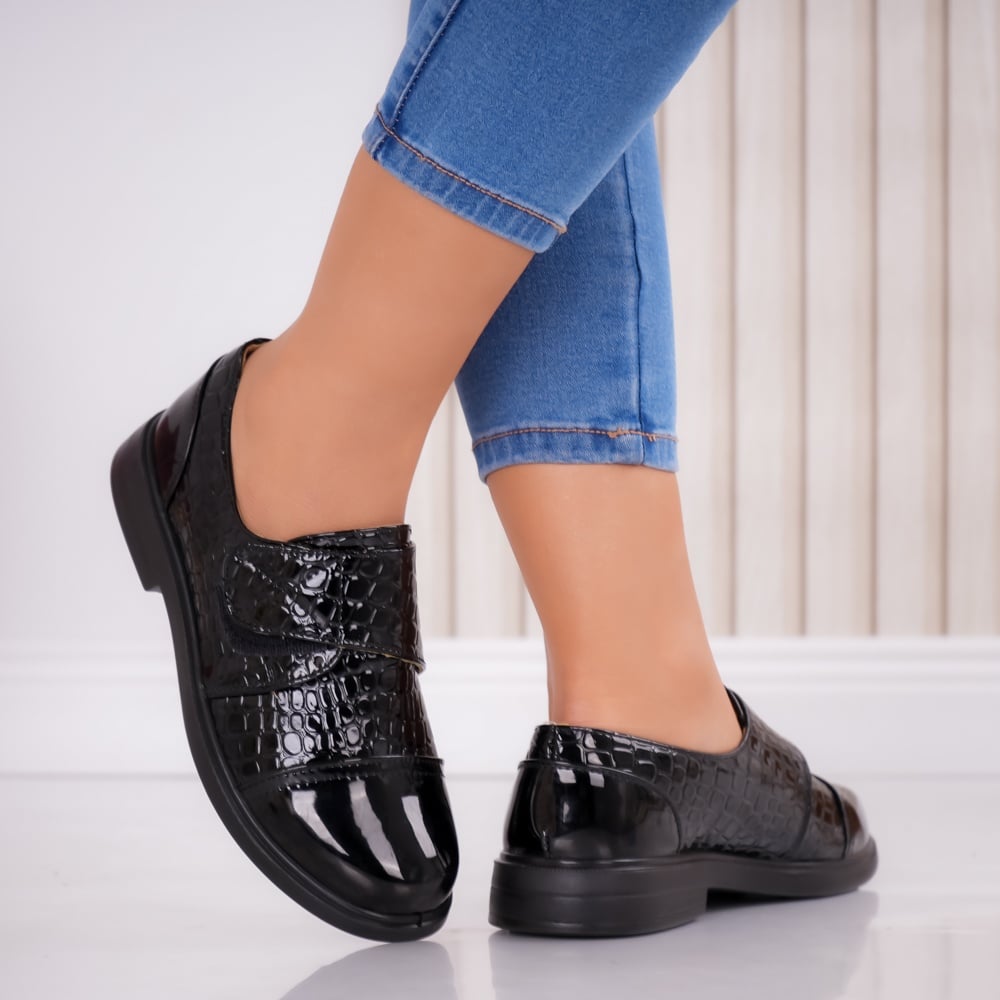 Pantofi dama Negri din Piele Ecologica Lacuita Selar - poza 2