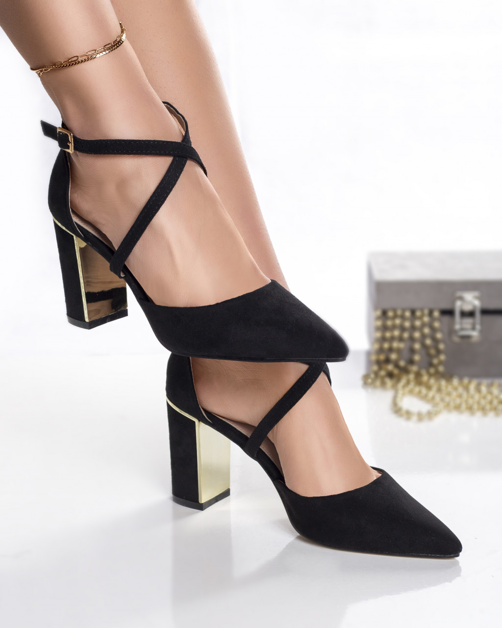 Pantofi dama negri piele eco intoarsa ainur - poza 2