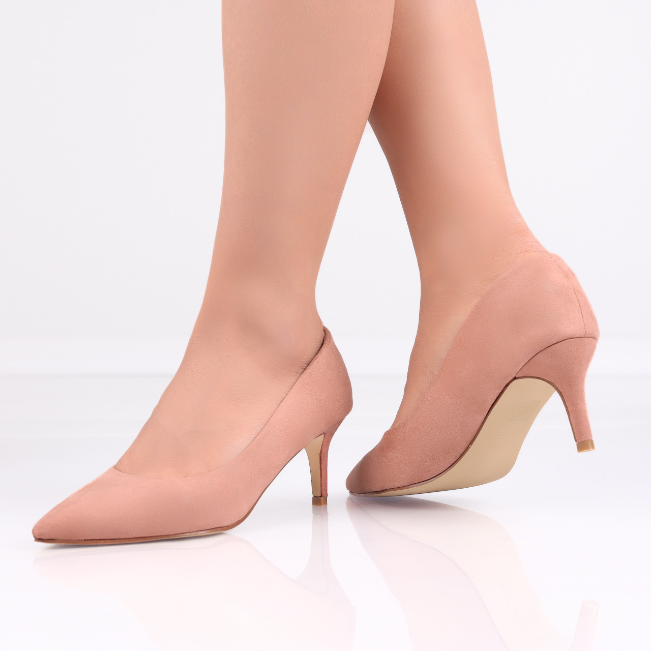 Pantofi dama Nude din Piele Ecologica Intoarsa Agaia - poza 4