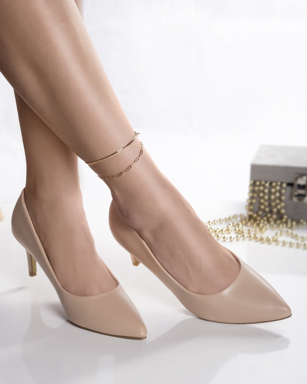 Pantofi dama nude piele ecologica dania