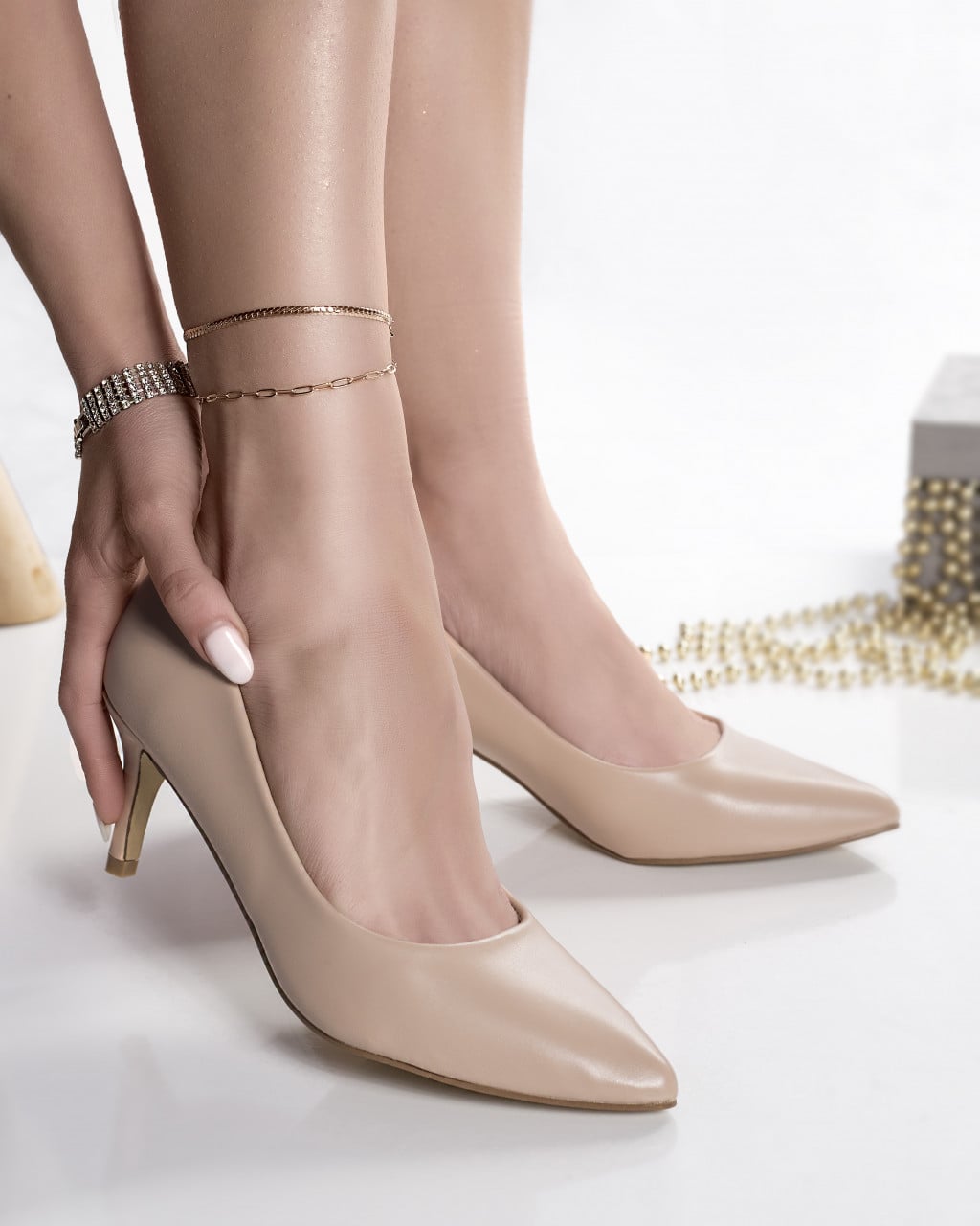 Pantofi dama nude piele ecologica dania - poza 4