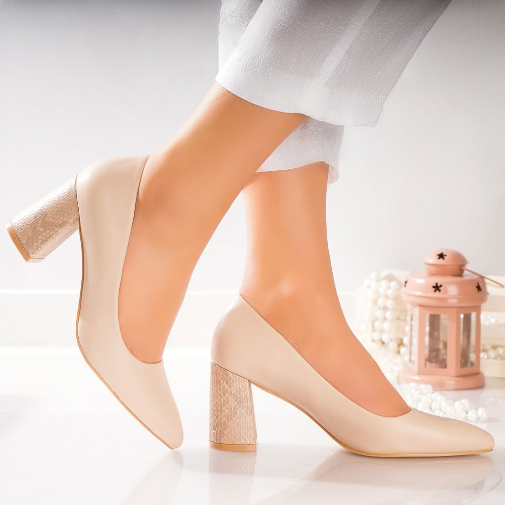 Pantofi dama Nude piele ecologica luzan
