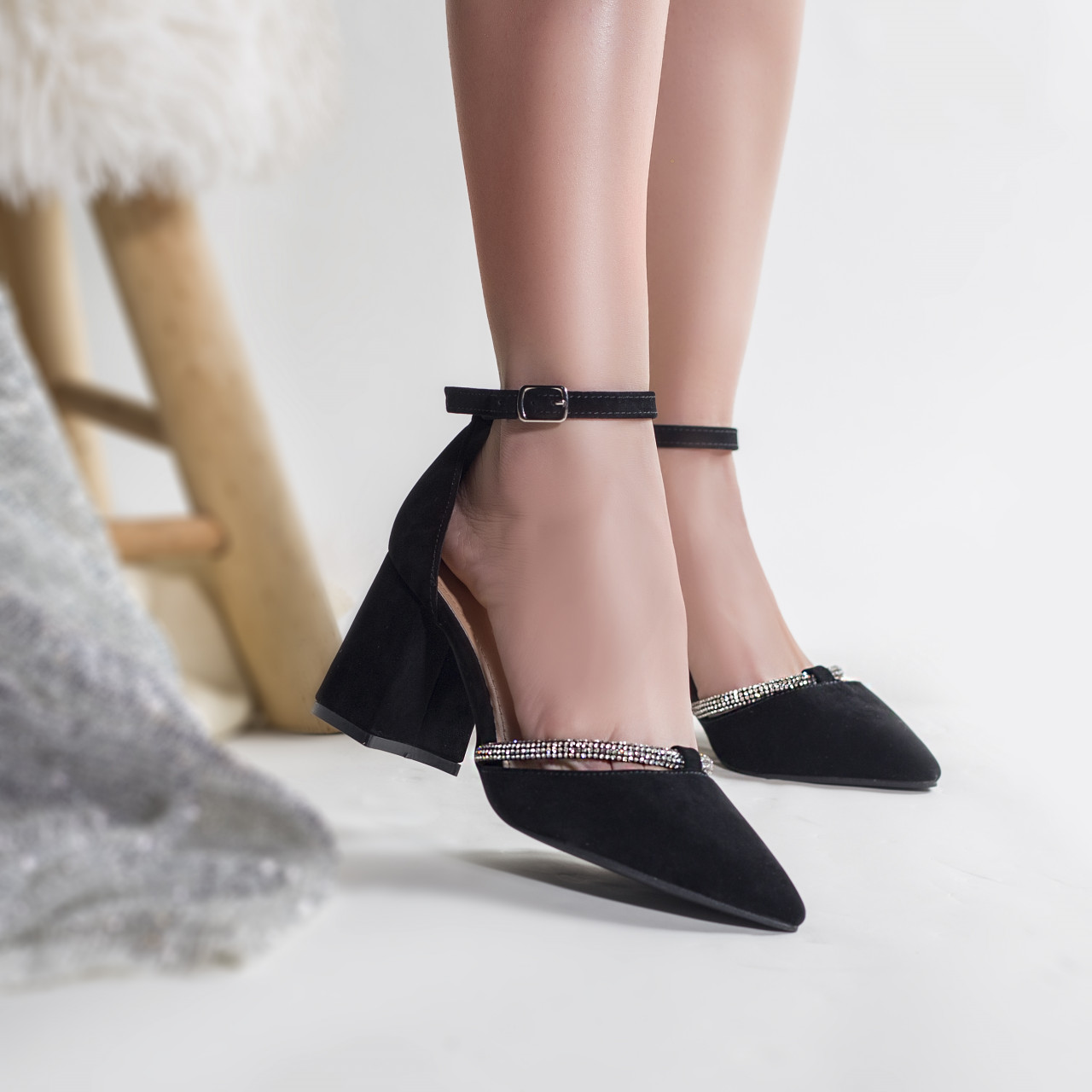 Pantofi dama piele eco intoarsa negru roya - poza 3