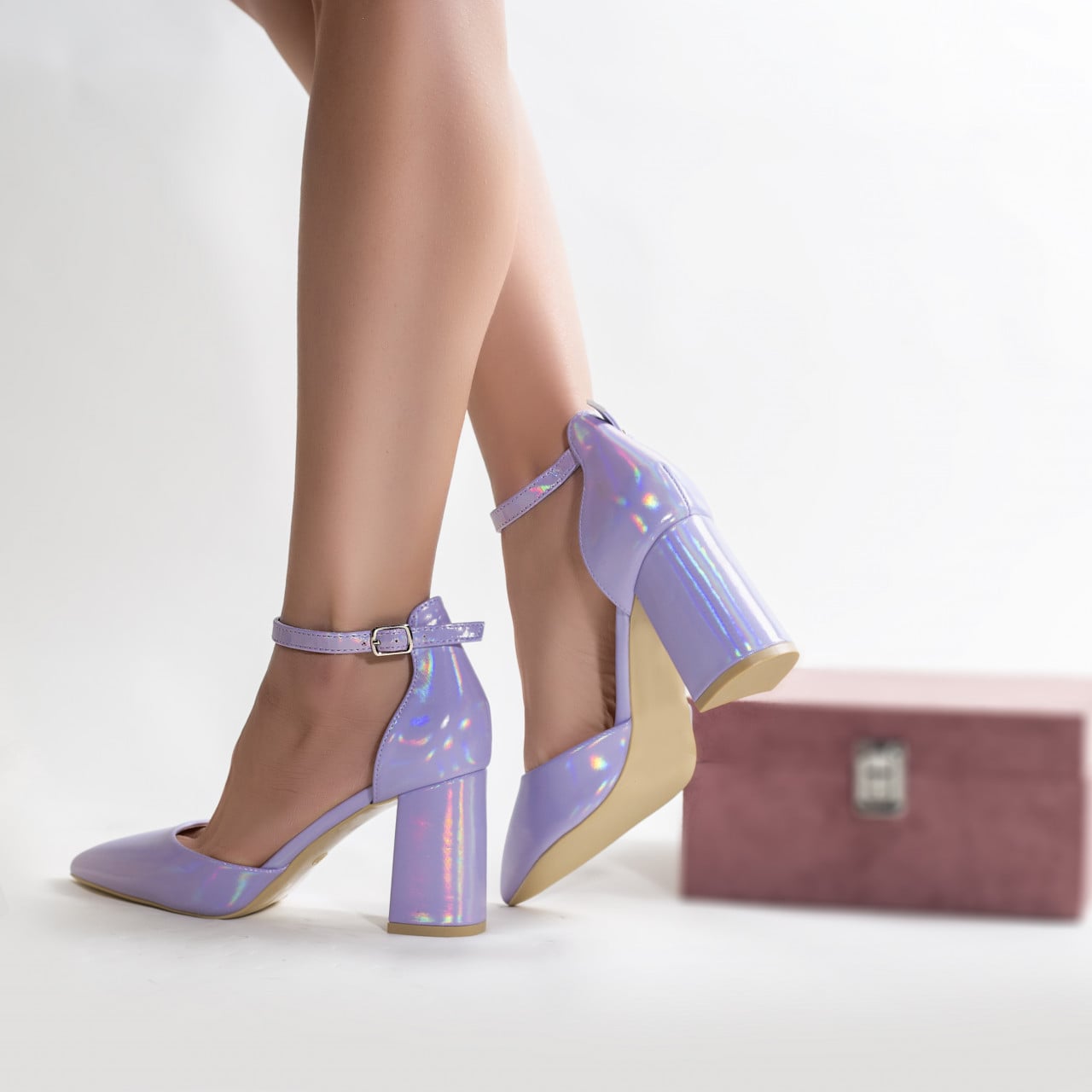 Pantofi dama piele eco sclipicioas mov sonea - poza 3