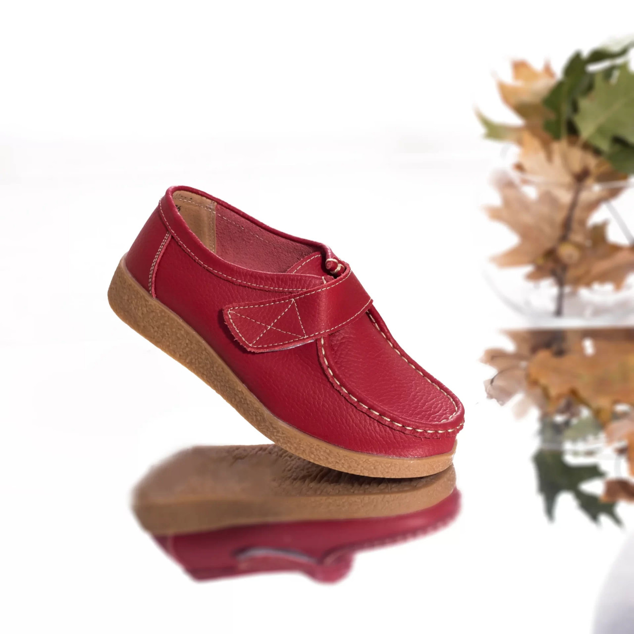 Pantofi dama piele naturala chloly rosu - poza 4