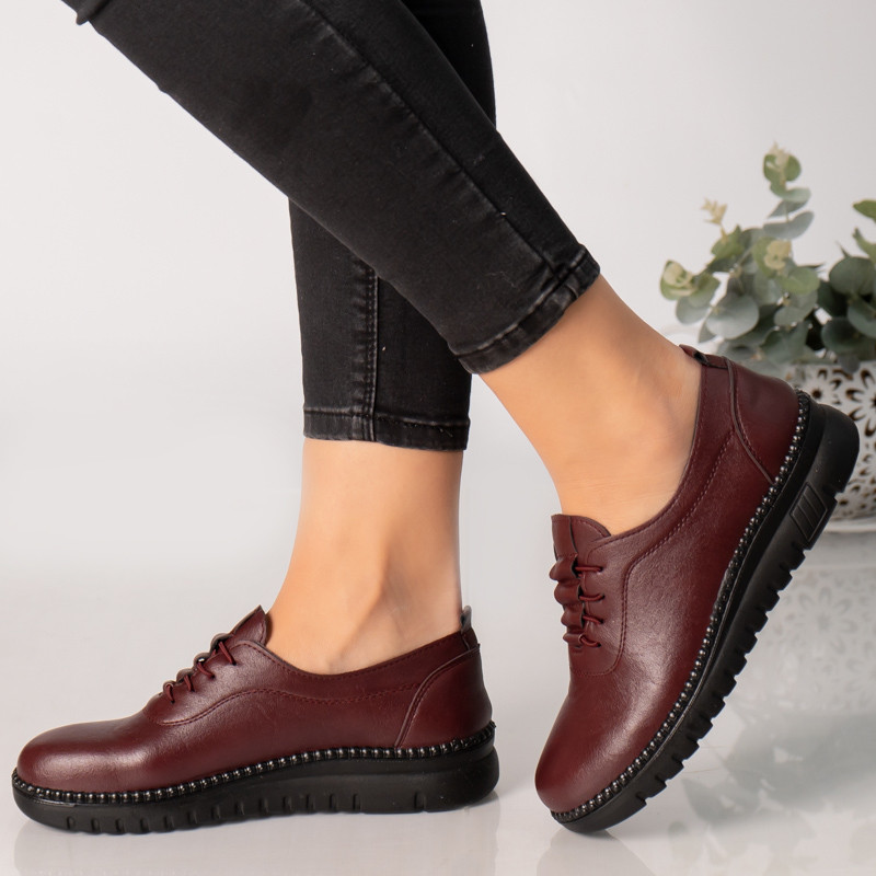 Pantofi dama rosii piele ecologica adina - poza 3