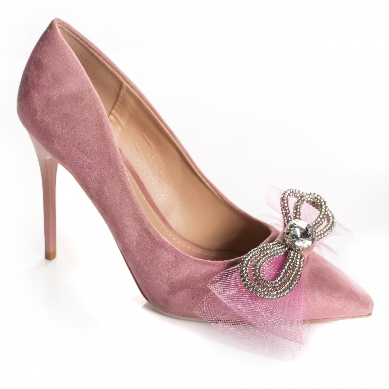 Pantofi dama roz piele eco intoarsa darin - poza 5