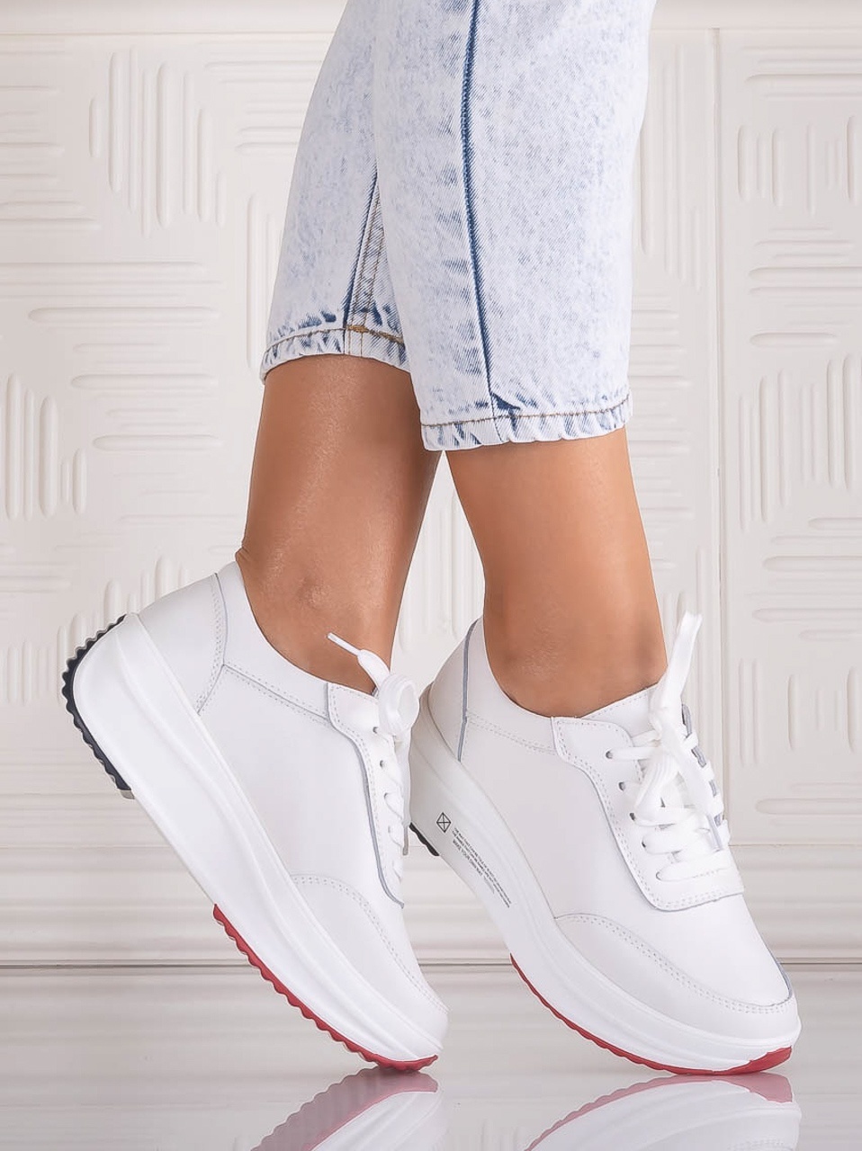 Pantofi dama Sport Albi din Piele Naturala Amadi - poza 3