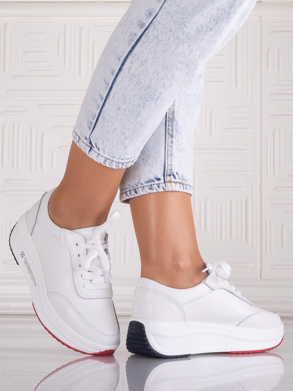 Pantofi dama Sport Albi din Piele Naturala Amadi - poza 4