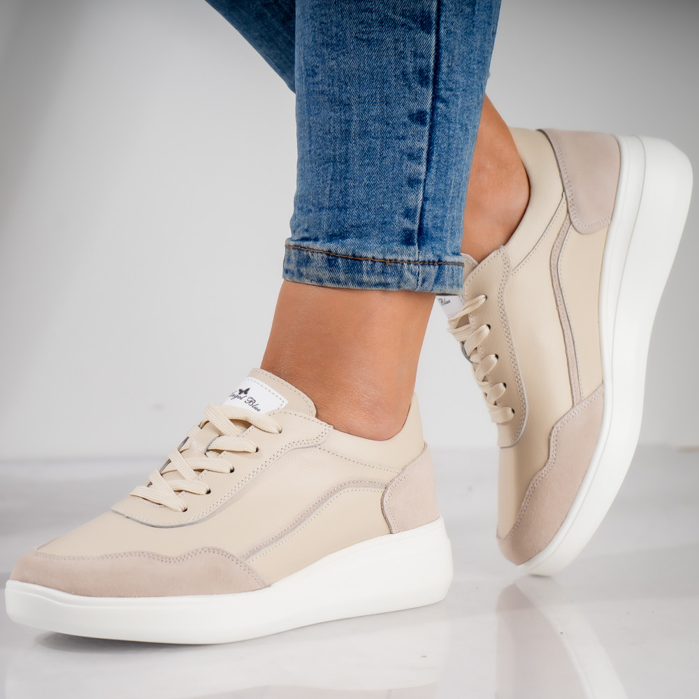 Pantofi dama sport Bej din Piele Naturala Yalgo - poza 5