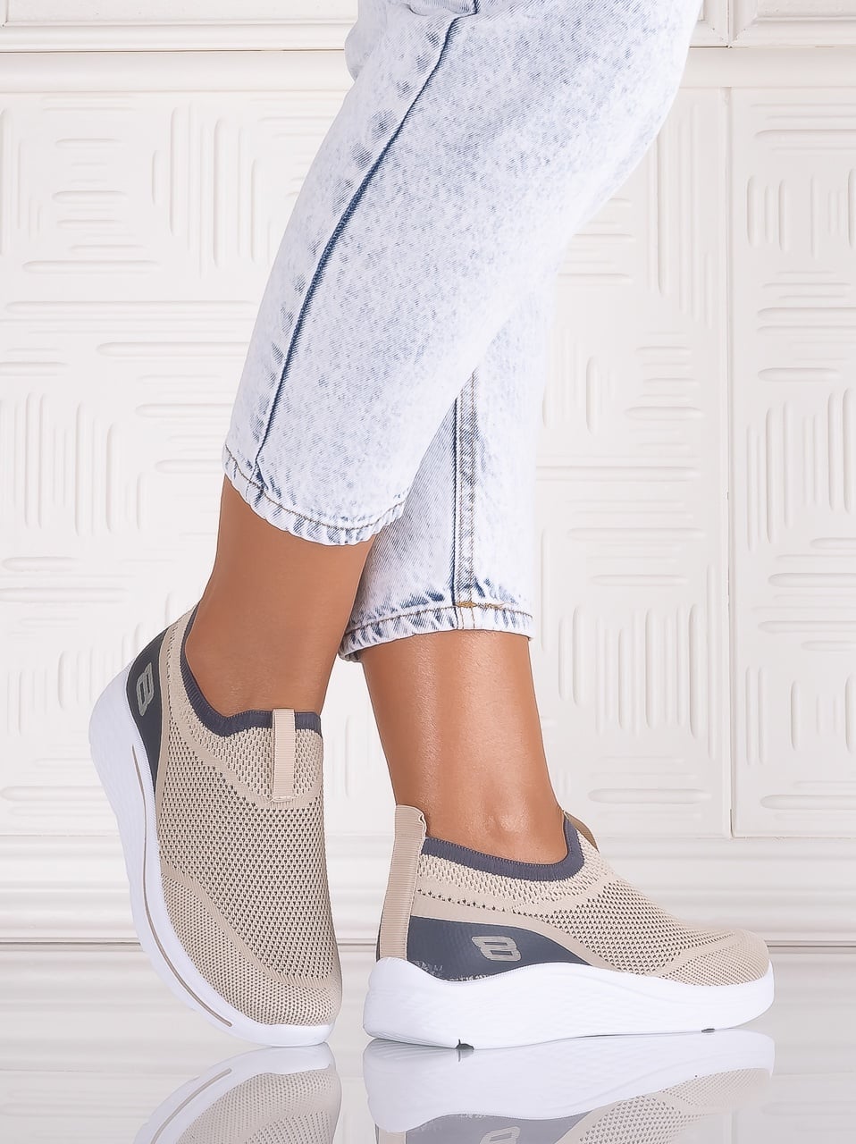 Pantofi dama sport Bej din Textil Jenda - poza 4