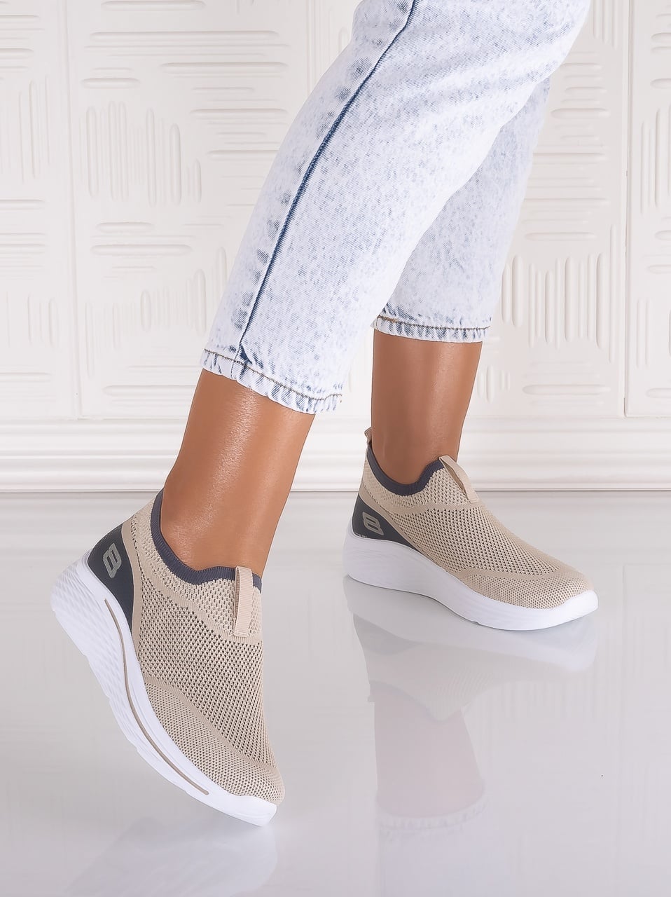 Pantofi dama sport Bej din Textil Jenda - poza 5