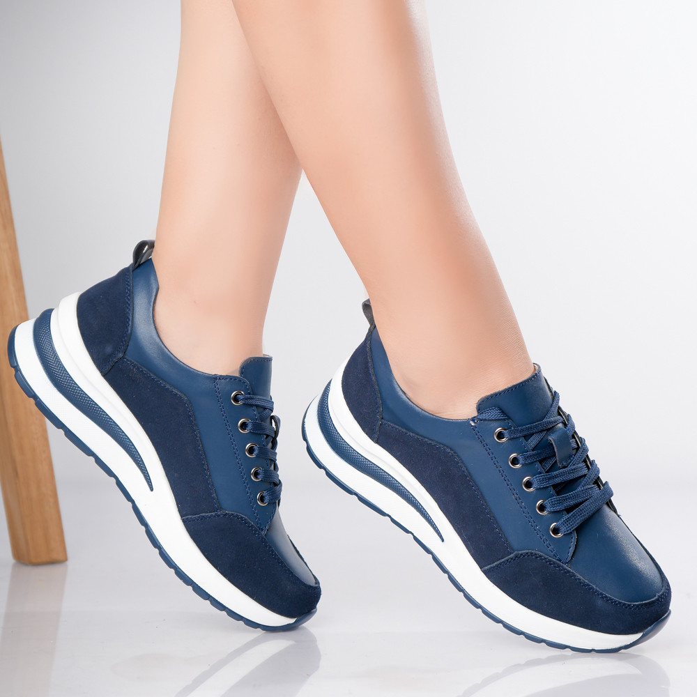Pantofi dama sport Bleumarin din Piele Naturala Oblan - poza 2