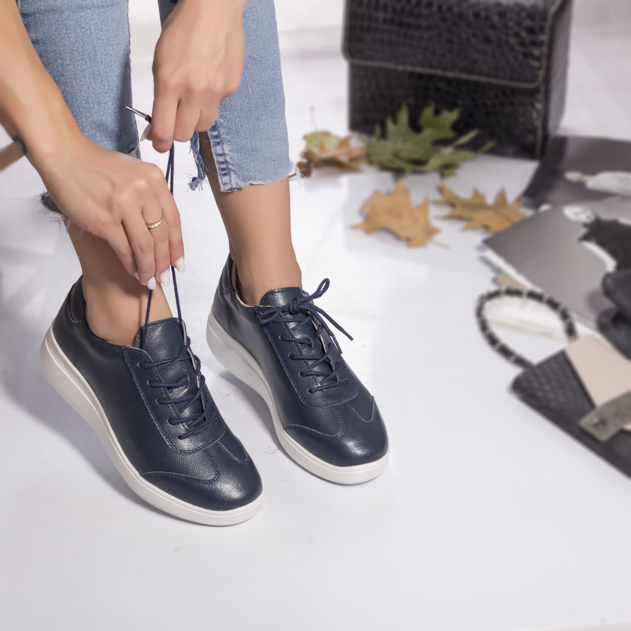 Pantofi dama sport gladys bleumarin piele naturala - poza 1