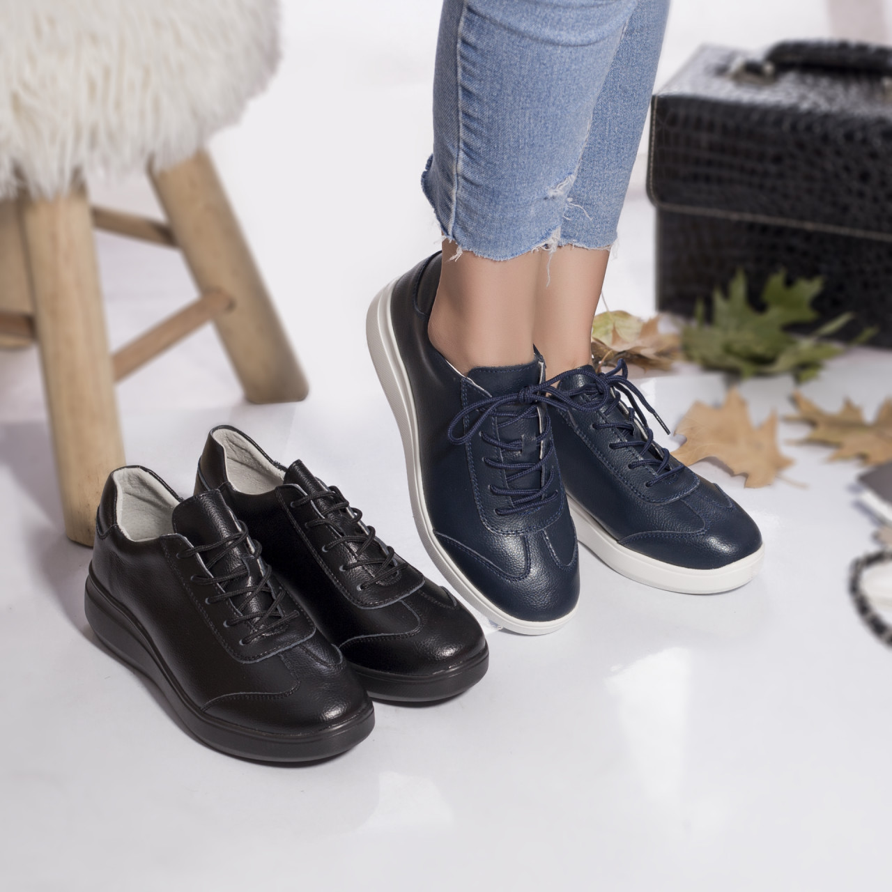 Pantofi dama sport gladys bleumarin piele naturala - poza 2