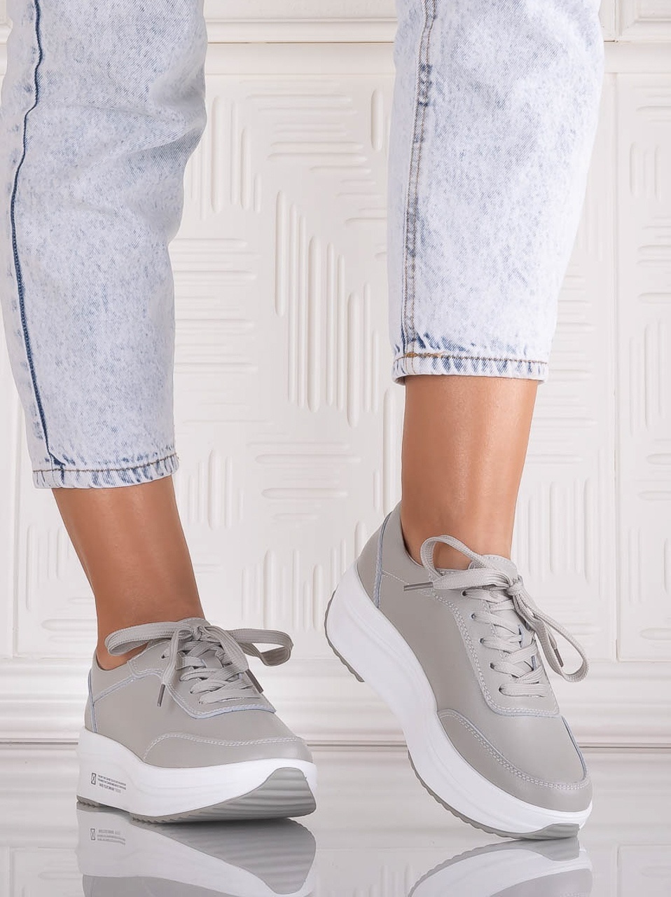 Pantofi dama Sport Gri din Piele Naturala Amadi - poza 4