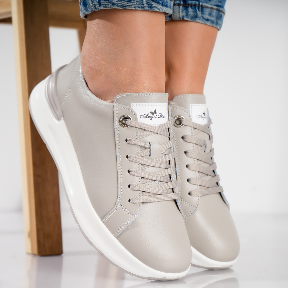Pantofi dama sport Gri din Piele Naturala Edaro - poza 2