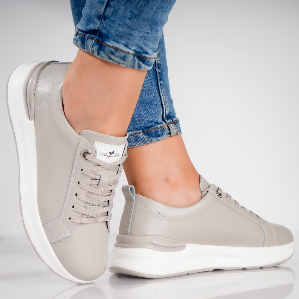 Pantofi dama sport Gri din Piele Naturala Edaro - poza 4