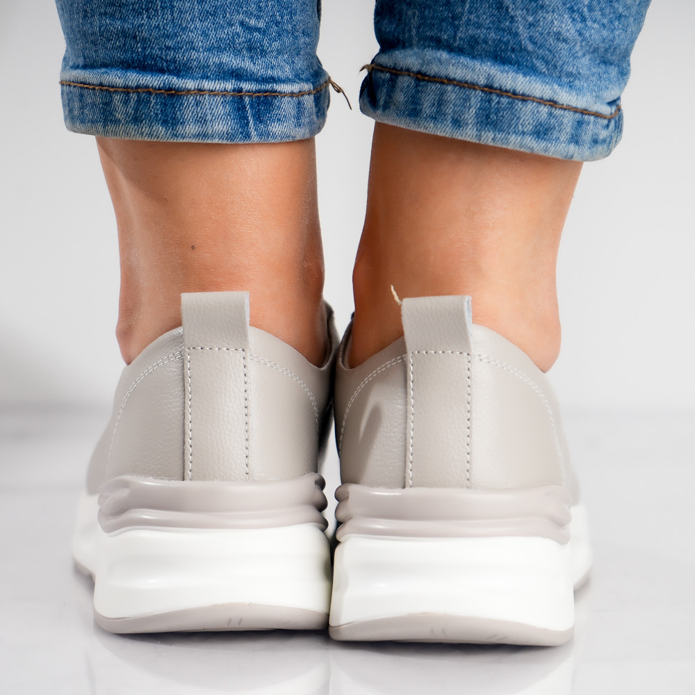 Pantofi dama sport Gri din Piele Naturala Edaro - poza 5