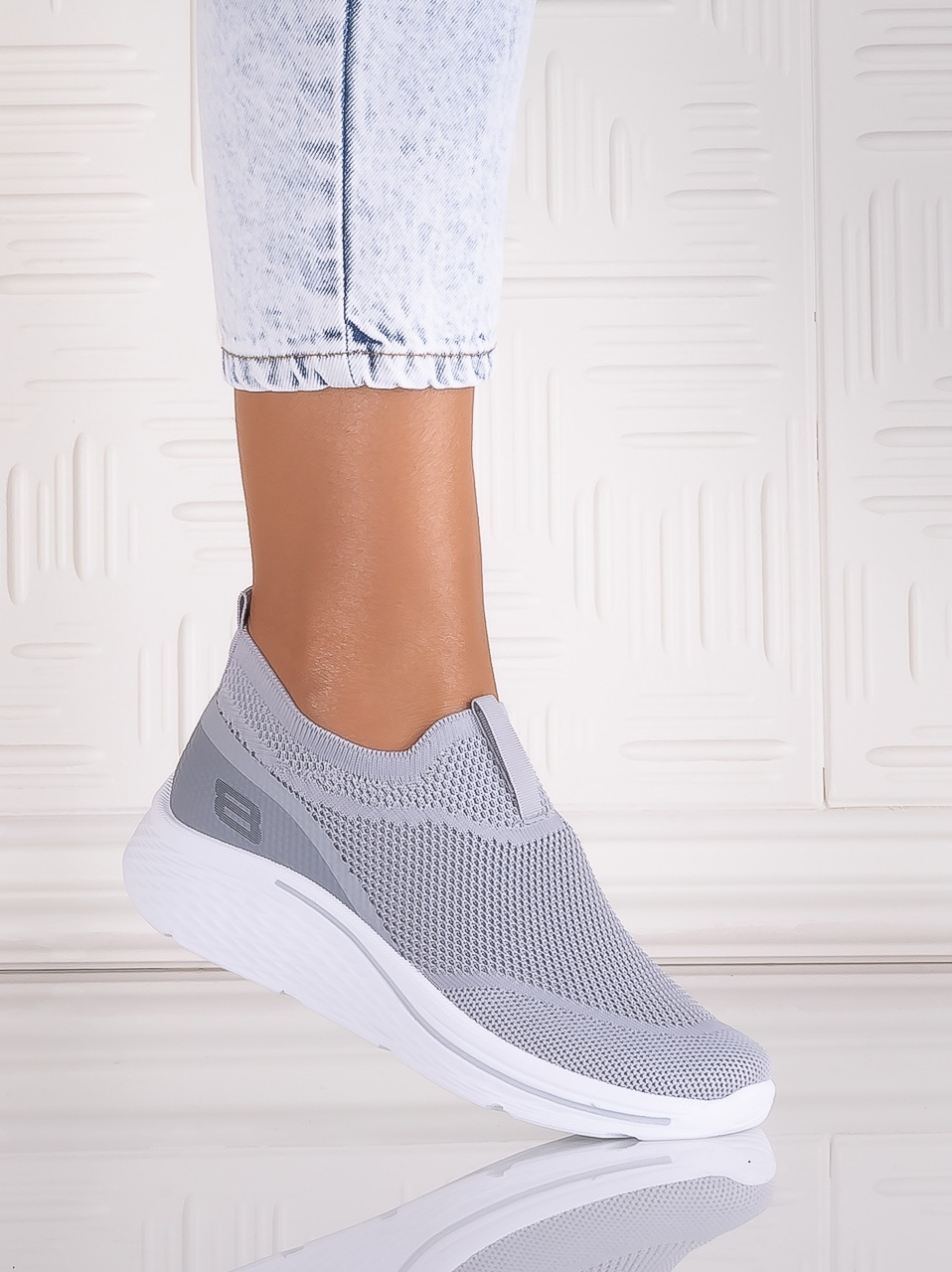 Pantofi dama sport Gri din Textil Jenda - poza 1