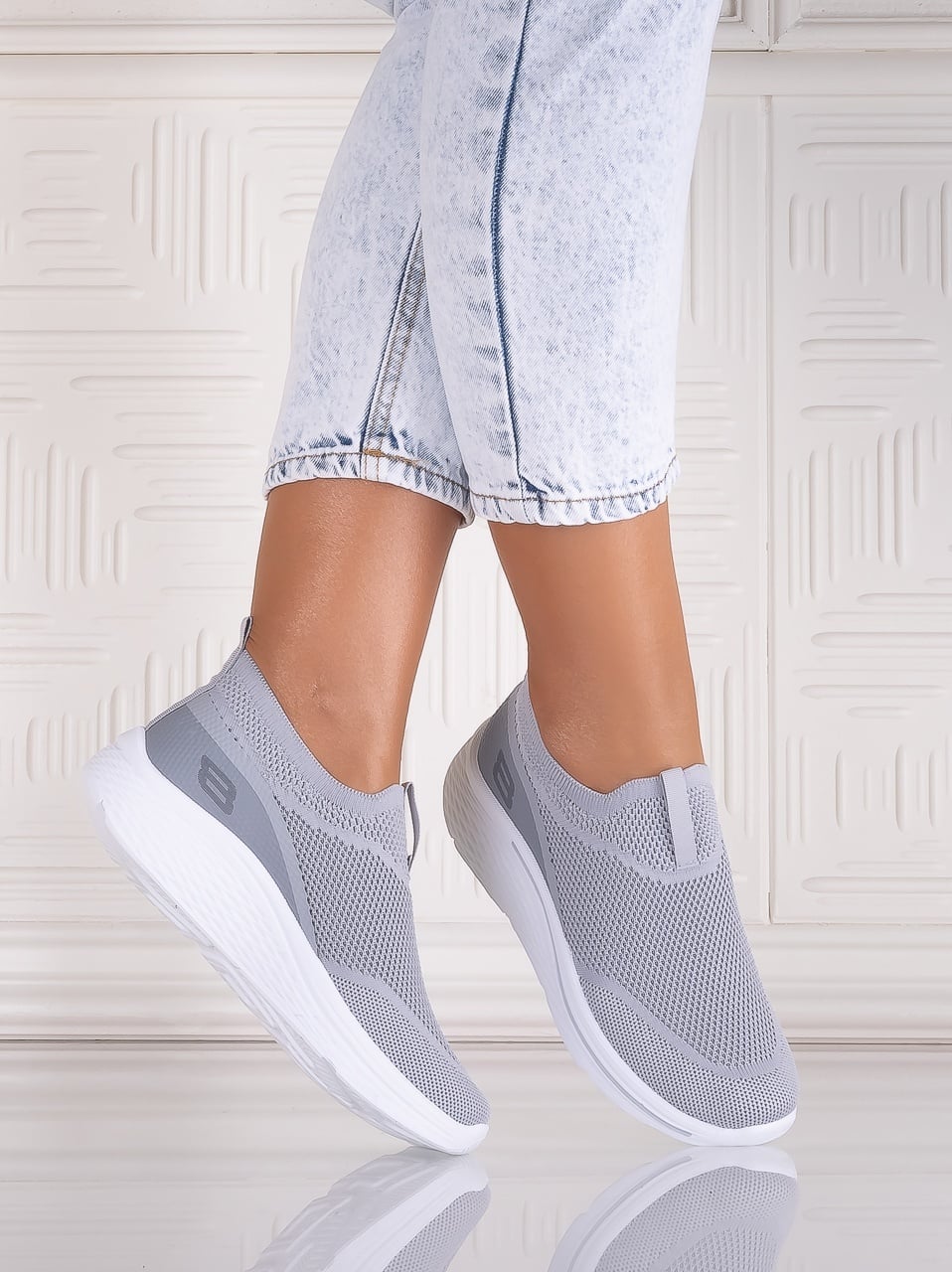 Pantofi dama sport Gri din Textil Jenda - poza 2