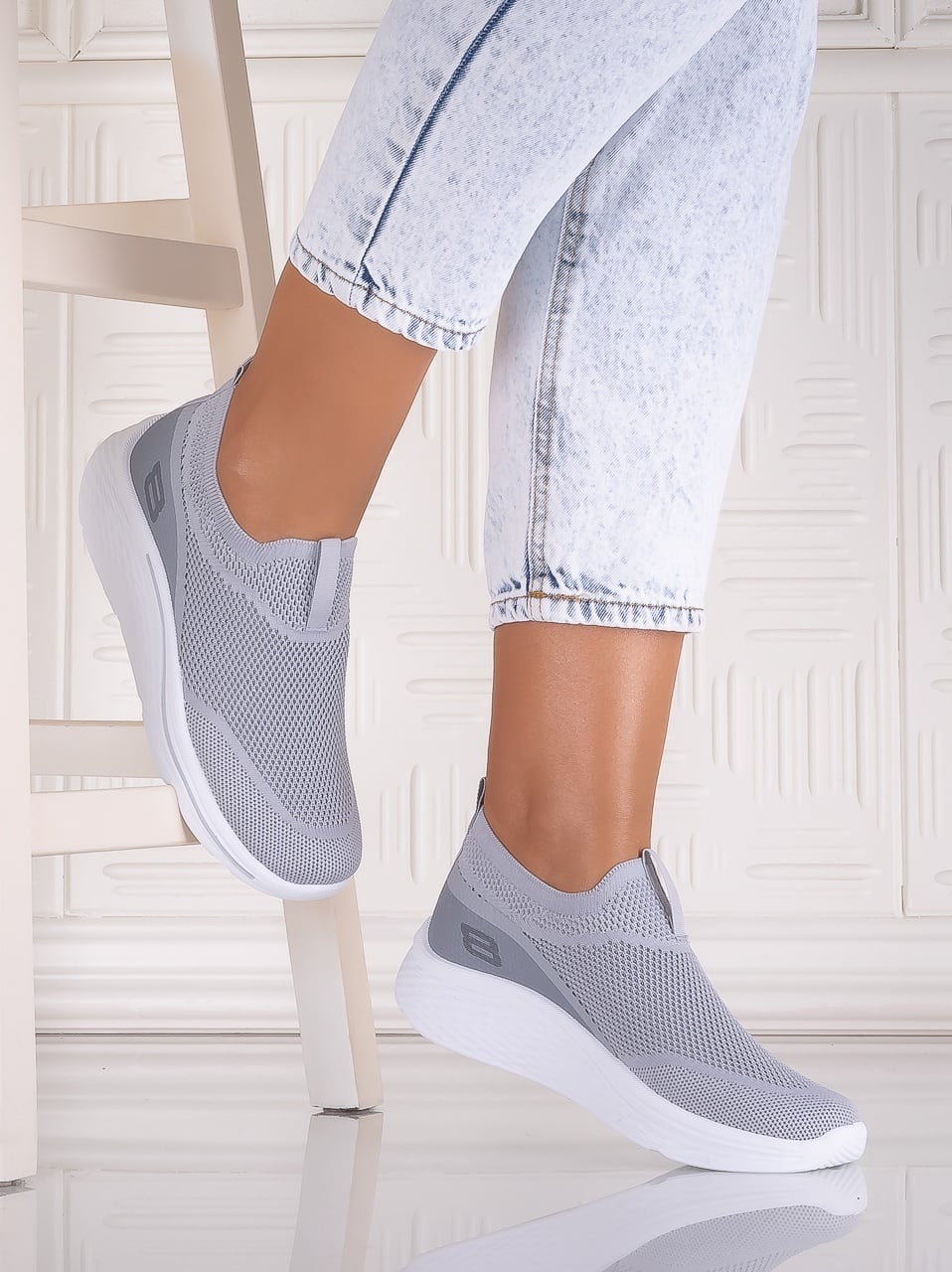 Pantofi dama sport Gri din Textil Jenda - poza 3