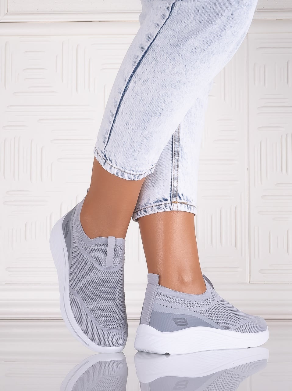 Pantofi dama sport Gri din Textil Jenda - poza 4
