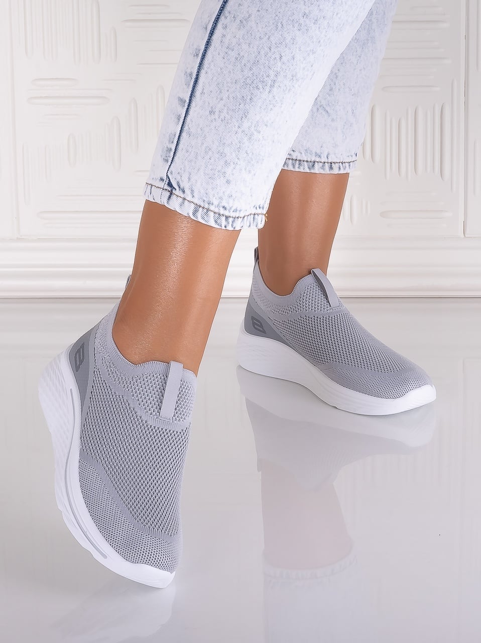 Pantofi dama sport Gri din Textil Jenda - poza 5