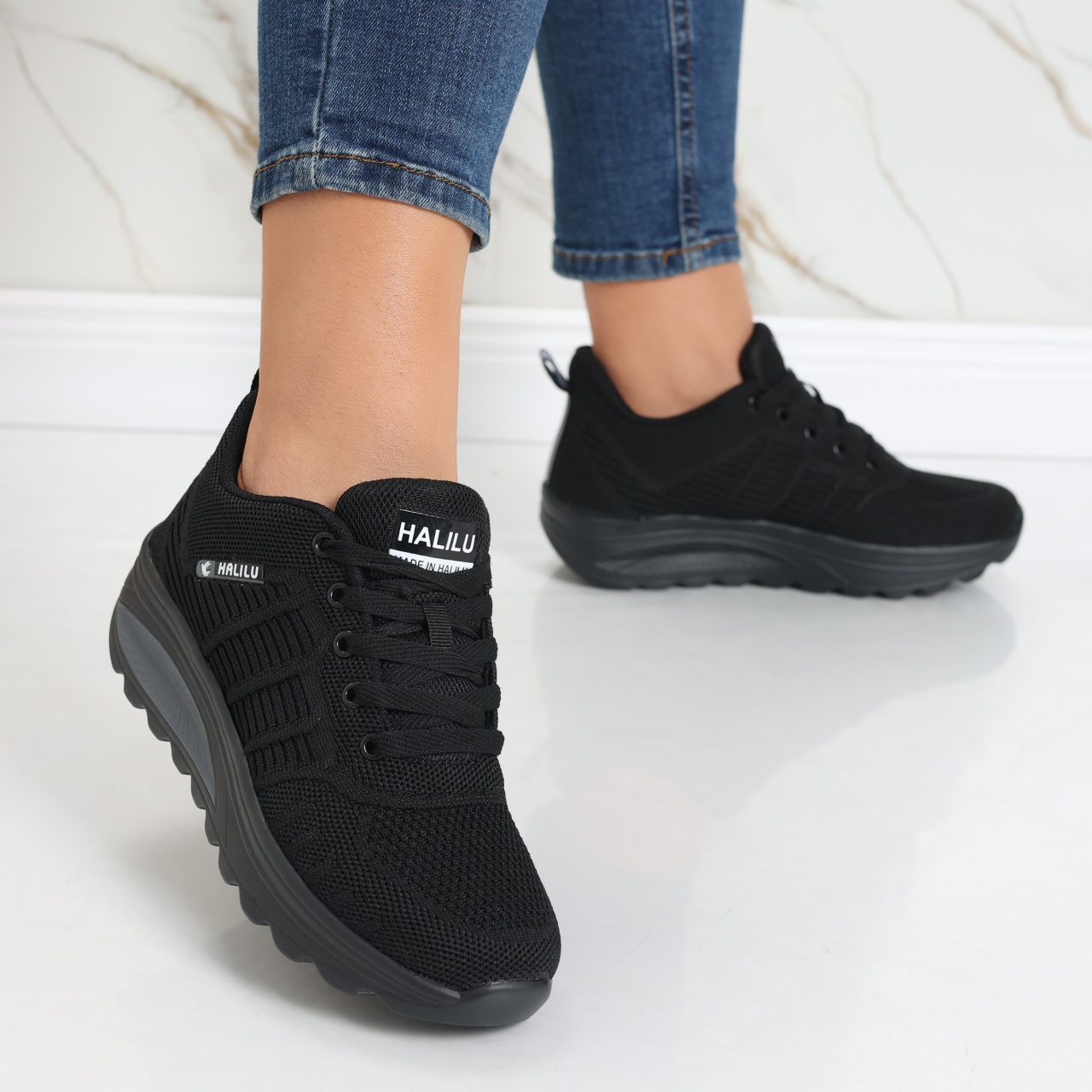 Pantofi dama sport negri din textil Kiera - poza 2