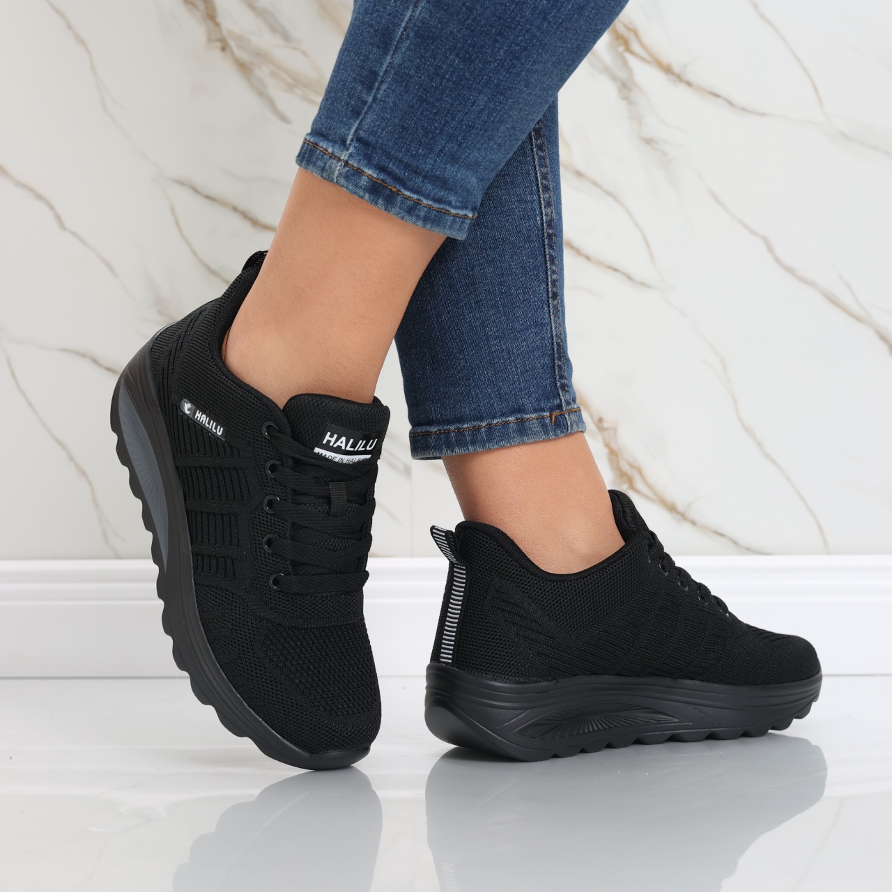 Pantofi dama sport negri din textil Kiera - poza 3