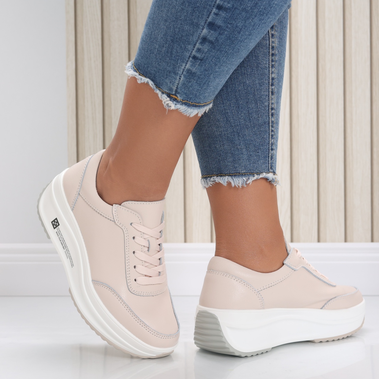 Pantofi dama Sport Roz din Piele Naturala Diana - poza 2