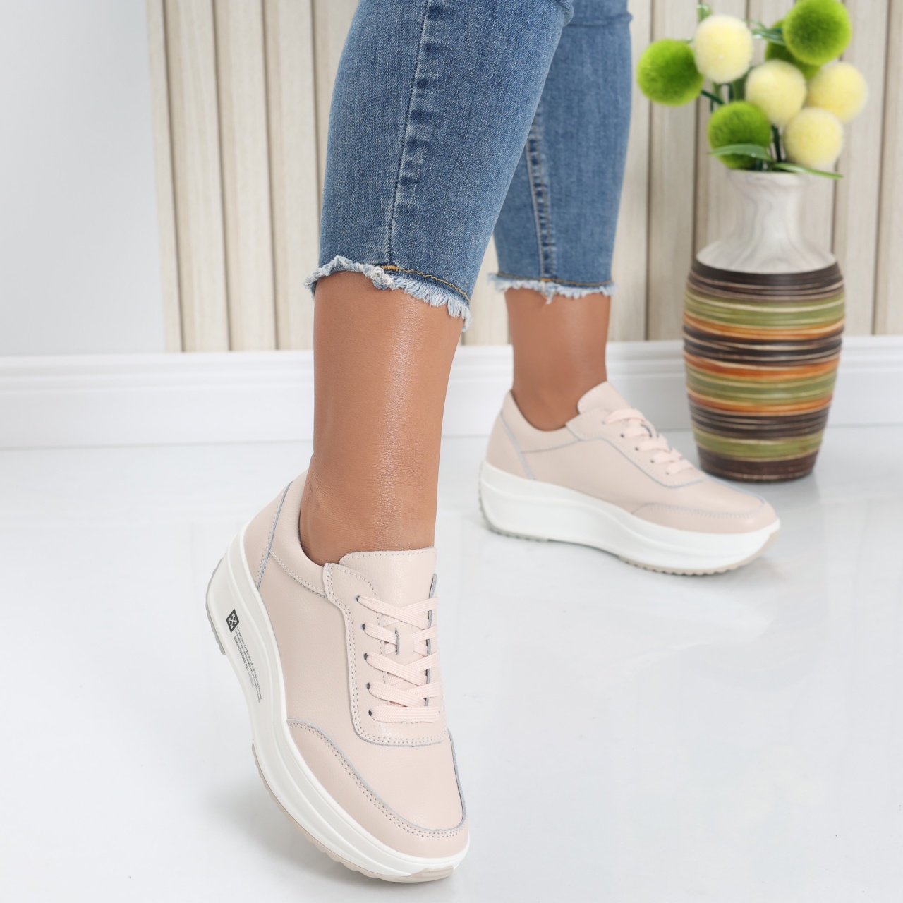 Pantofi dama Sport Roz din Piele Naturala Diana - poza 3