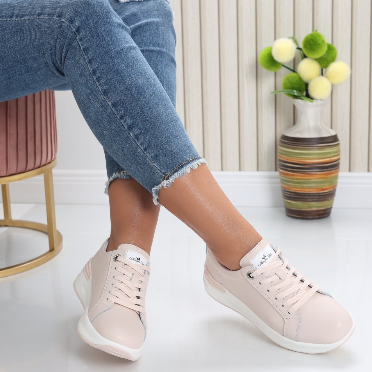 Pantofi dama sport Roz din Piele Naturala Edaro - poza 1