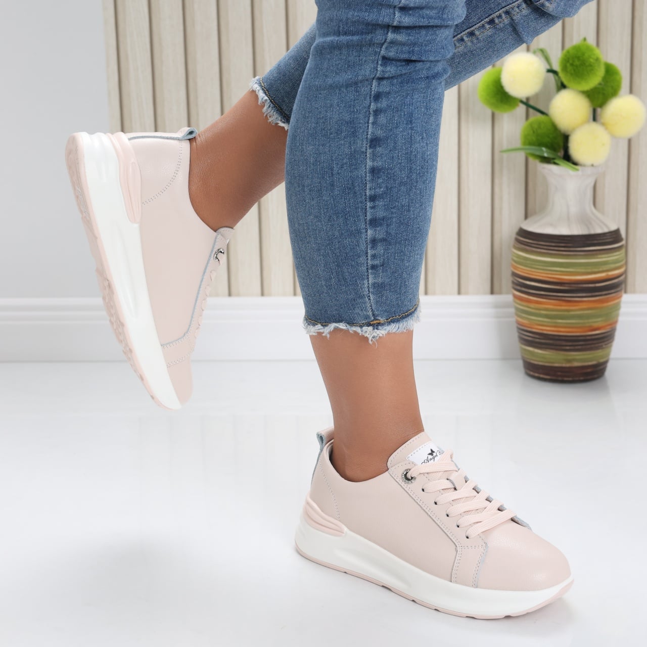 Pantofi dama sport Roz din Piele Naturala Edaro - poza 2