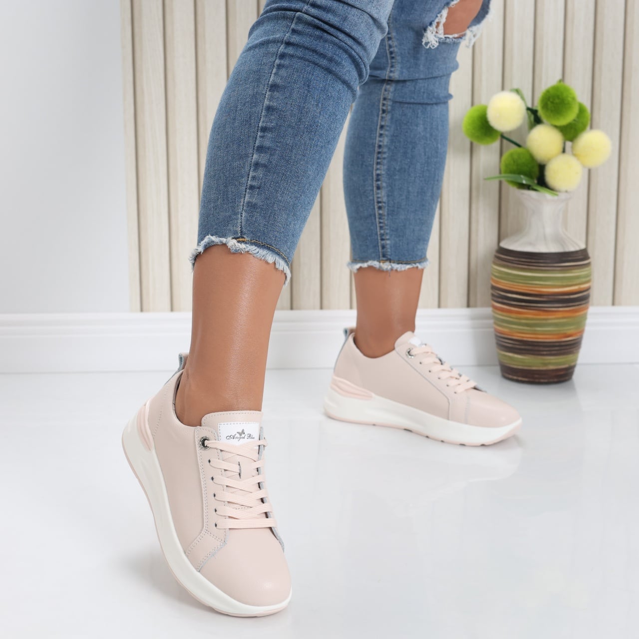 Pantofi dama sport Roz din Piele Naturala Edaro - poza 3