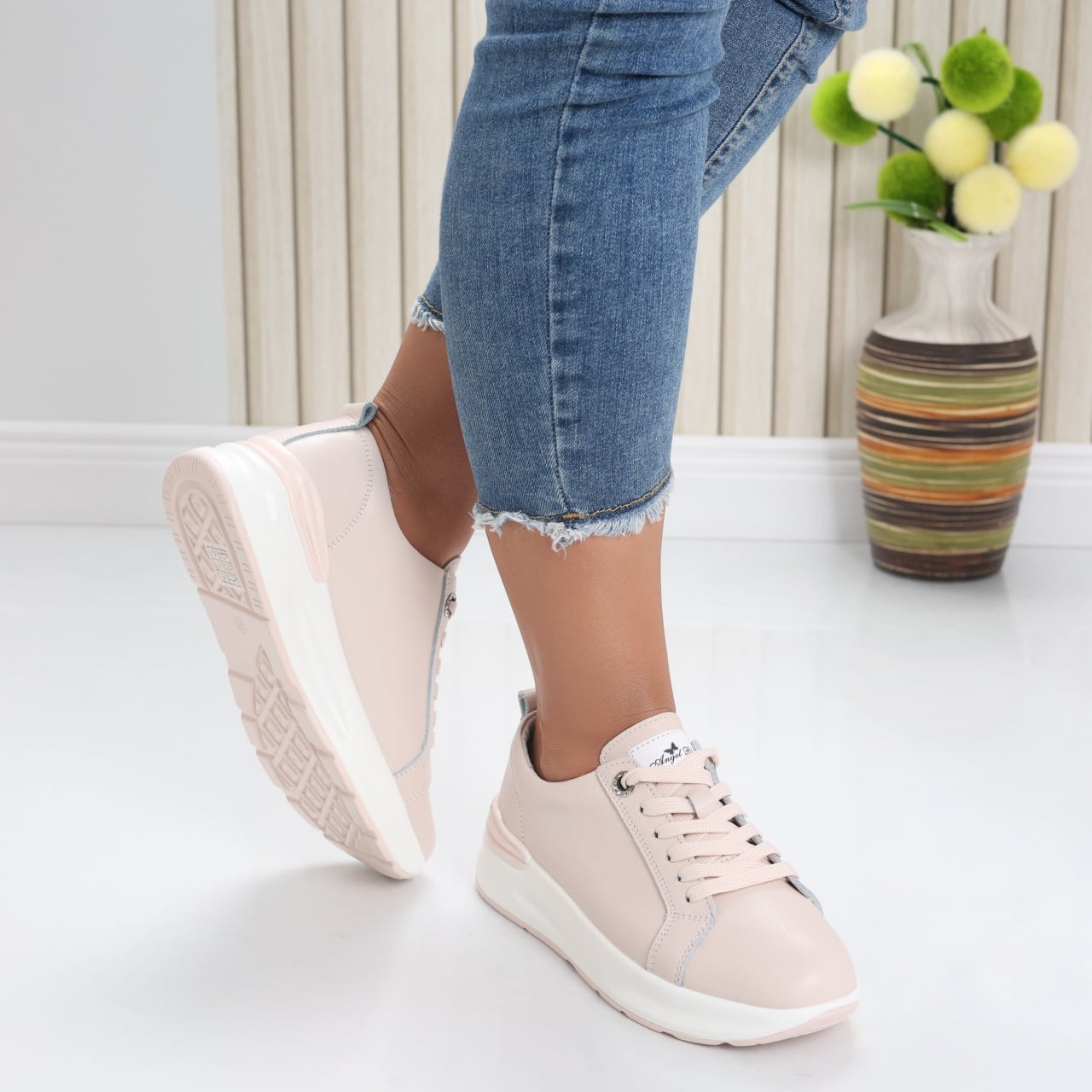 Pantofi dama sport Roz din Piele Naturala Edaro - poza 4