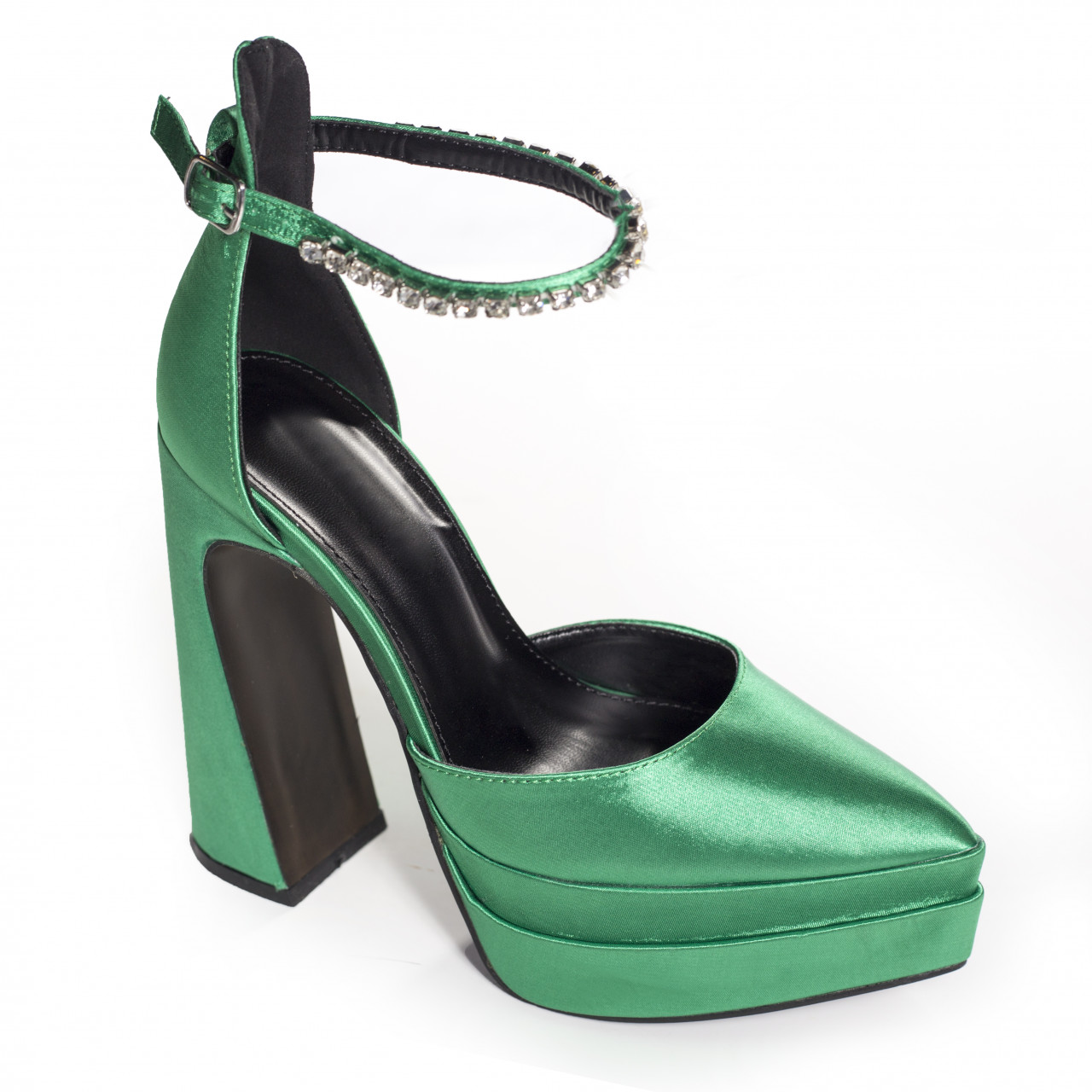 Pantofi dama verde cu toc saten izabel - poza 4