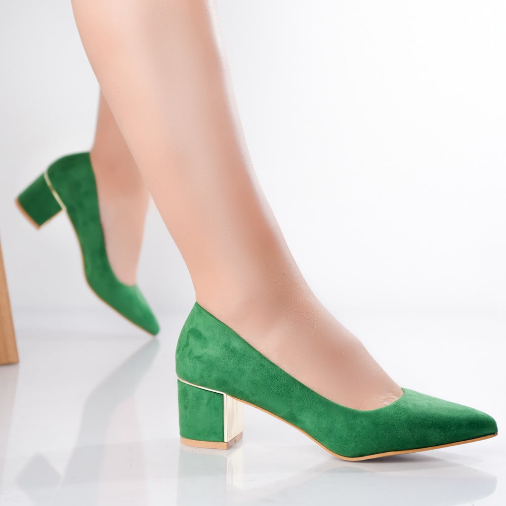 Pantofi dama Verzi cu toc piele eco intoarsa kila - poza 2