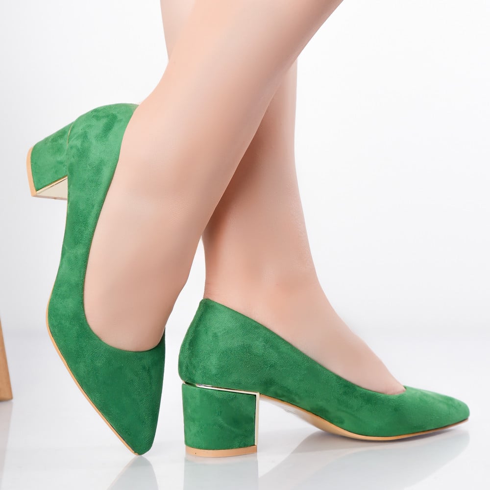 Pantofi dama Verzi cu toc piele eco intoarsa kila - poza 3