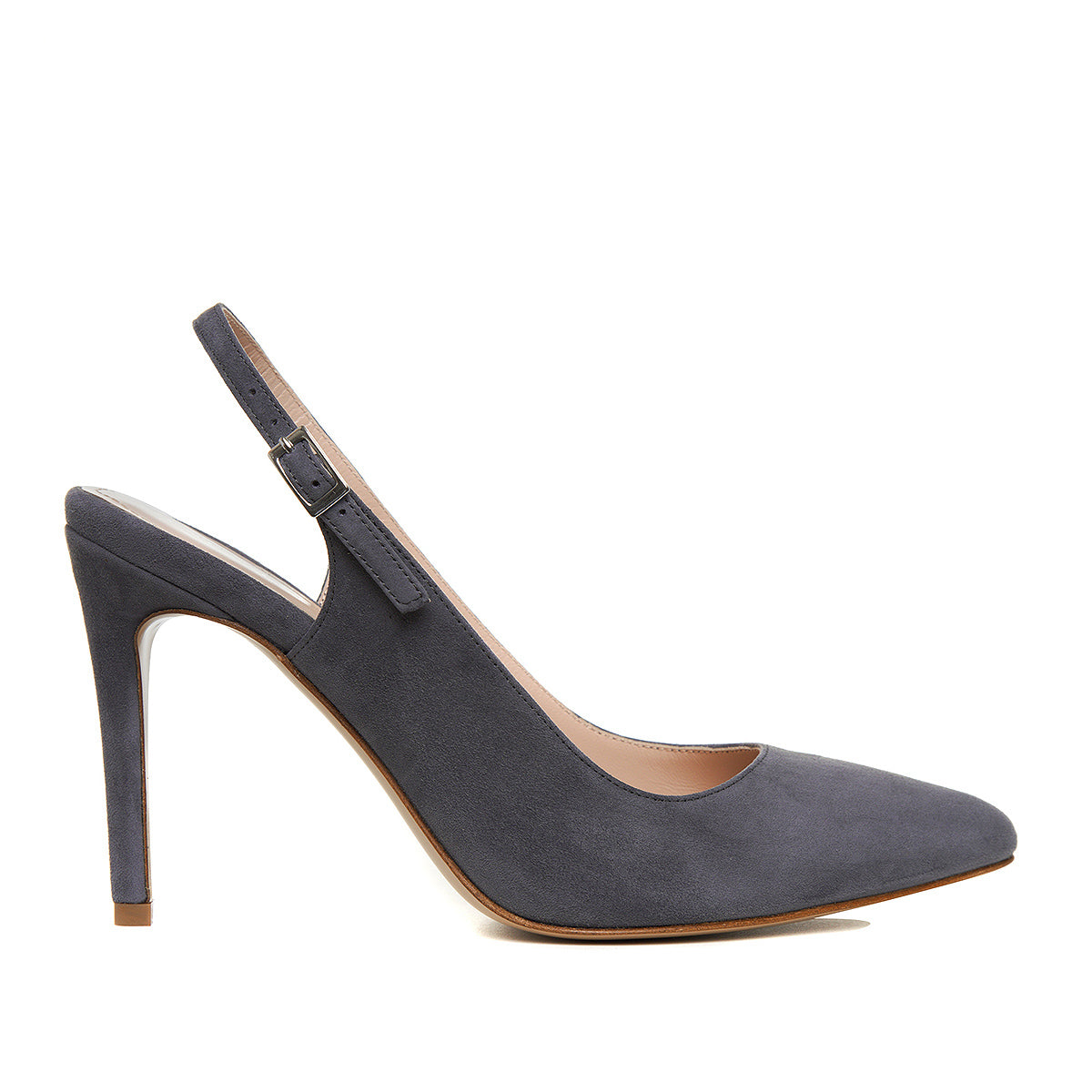 Pantofi Decupati Alice Piele Intoarsa, Gri - 34 / 11 cm
