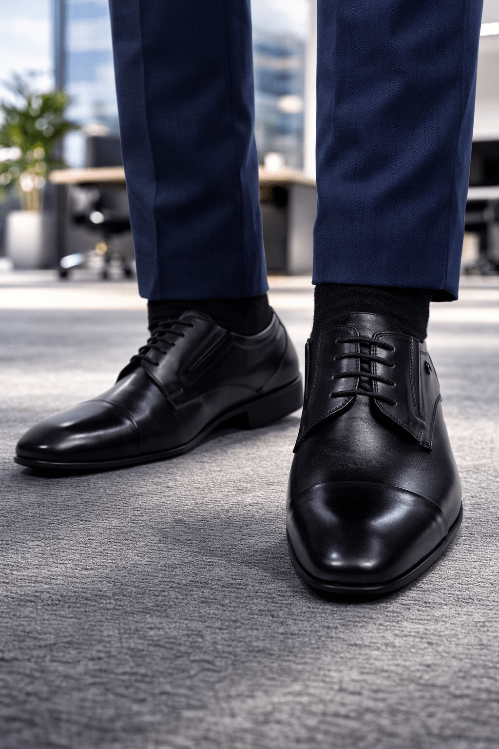 Pantofi Eleganti Barbati din Piele cu Siret Negri - BRONSON