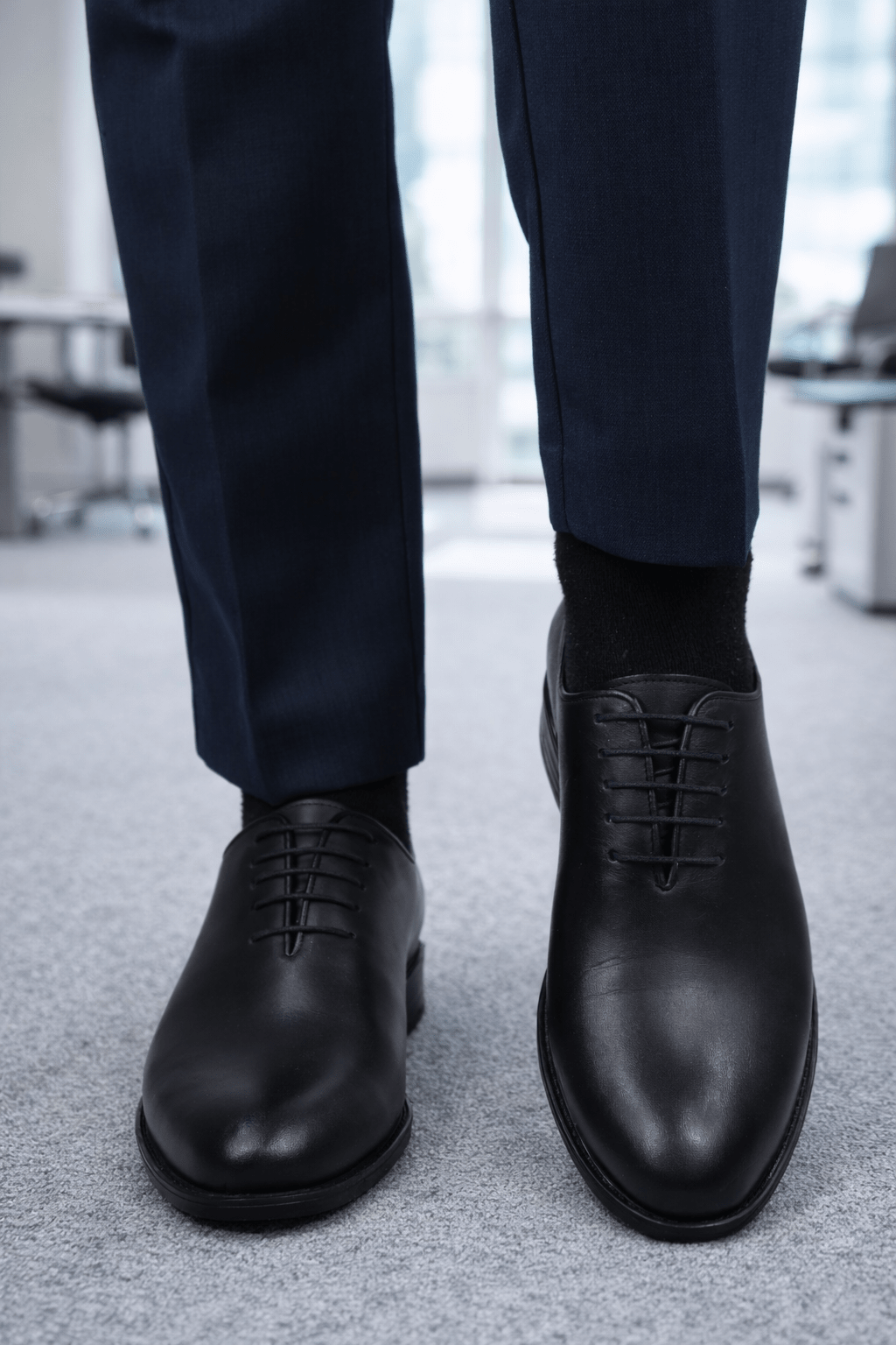 Pantofi Eleganti Barbati din Piele cu Siret Negri - PETER BLACK